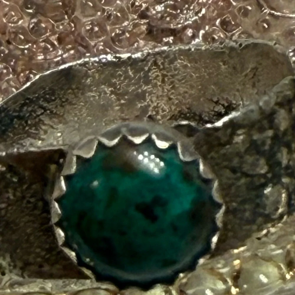 Size 7 Chrysocolla in a Silver Metal ring Setting - One of a Kind Handcrafted - Picture 4 of 9